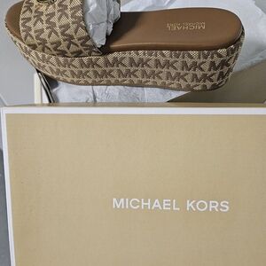 Michael Kors Brown Monogram Platform Sandals